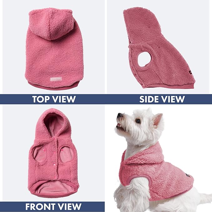 Spark Paws Fleece Dog Jacket, Hooded Sweater Vest, Warm Coat for Winter - Suitable for Small Medium Large XL XXL Breeds - Dark Pink - 3XL