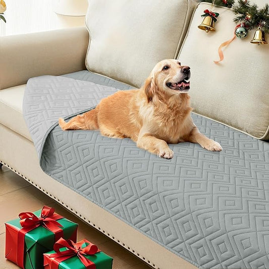hyha Waterproof Dog Blanket, Soft Pet Bed Blankets, Waterproof Sofa Couch Cover for Dogs Washable, Reversible Pet Couch Covers for Sofa Furniture (30x70 Inch, Grey/Light Grey)