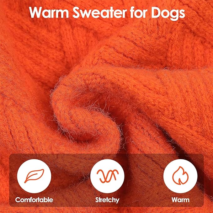 SUNFURA Dog Sweater, Christmas Sweaters for Large Dogs, Solid Color Dog Pullover for Fall Winter, Warm Sweatshirt Knit Turtleneck for Corgi, French Bulldog, Orange L