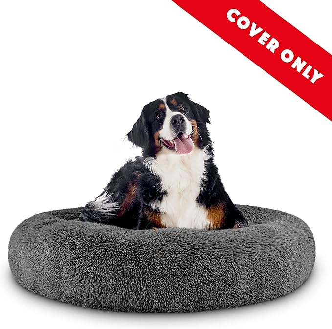 The Dog's Bed Replacement Cover ONLY for The Dog’s Bed Sound Sleep Donut Dog Bed Replacement Cover, XL Grey Fur, Veterinary Approved