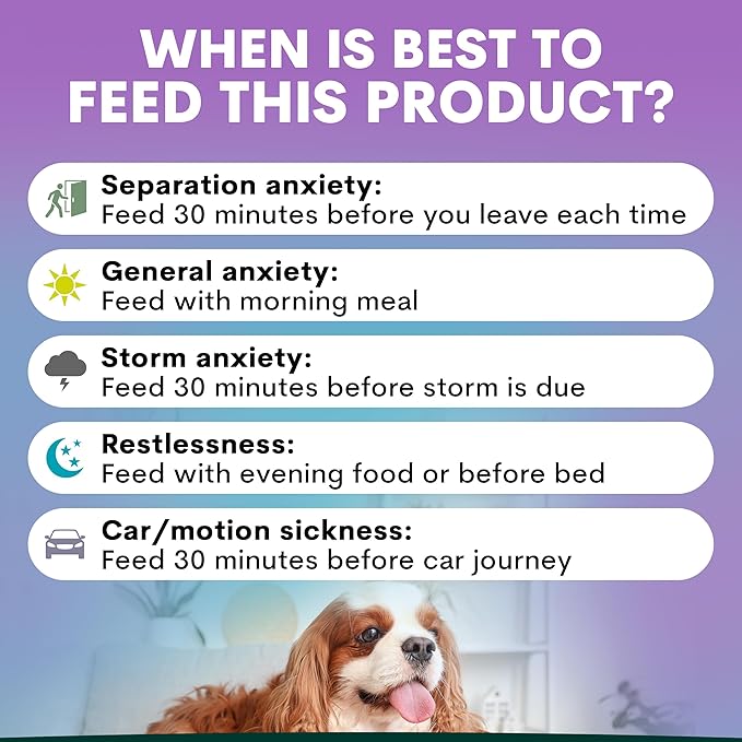 Stress and Anxiety Supplement for Dogs - Calming Dog Powder Supplement - Decreases Stress, Calms Fear & Anxiety, Eases Aggression & Insomnia, Relaxes Body and Mind - Beef Flavour - 3.2oz - 45 Scoops
