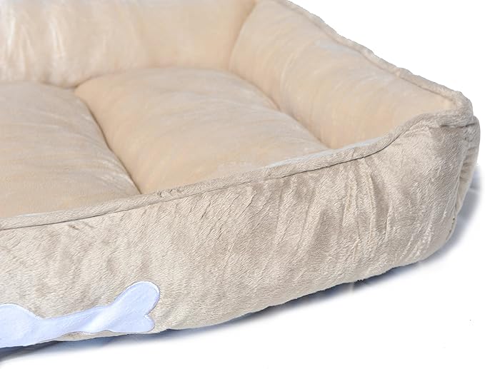 long rich Textiles Classic Solid Rectangle Dog and Pet Bed, Large, Tan/Taupe/Camel by Happycare Textiles, 24"x34"