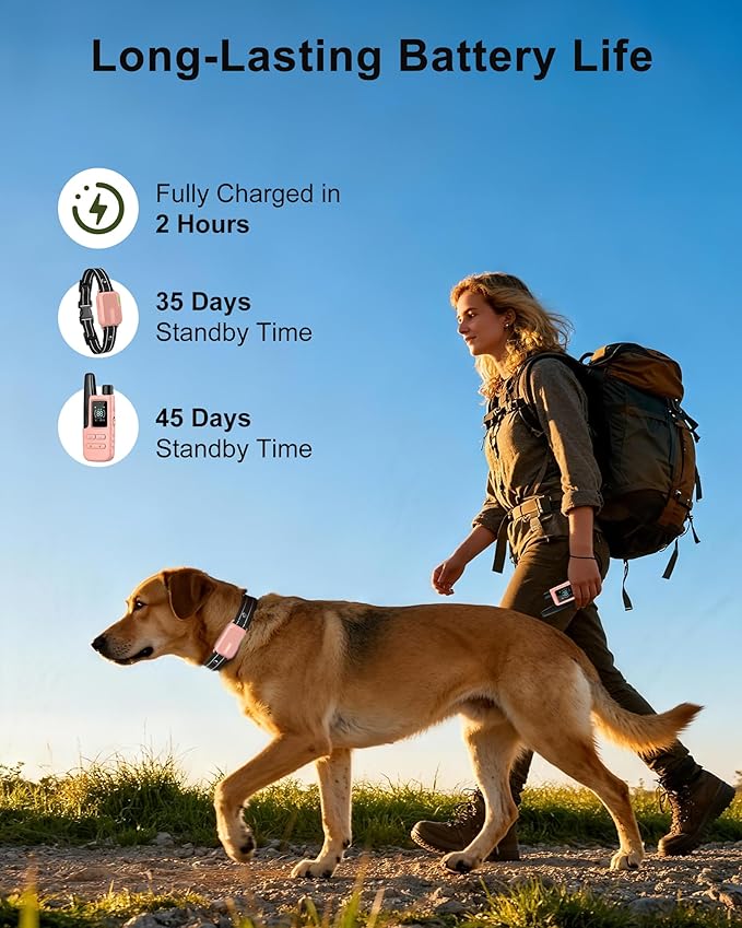 Jugbow Dog Shock Collar - 4200FT Dog Training Collar with Remote, IPX8 Waterproof Electric Dog Collar with 4 Training Modes, Security Lock, Rechargeable eCollar for 10-120lbs Dogs (Pink)