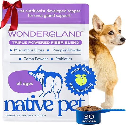 Native Pet WonderGland - Dog Anal Gland Treatment Using Fiber for Dogs - Prevent Scooting for Dogs Anal Gland Supplement Including Dog Gut Health Probiotics for Anal Gland Support - 30 Scoops