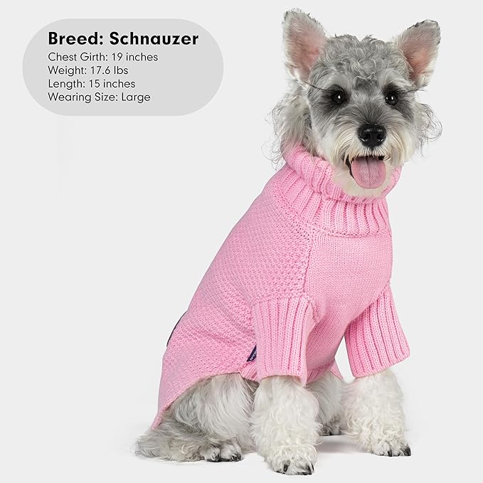 cyeollo Dog Sweater Knitwear Turtleneck Soft Knitwear Pullover Sweaters with Long Sleeves Warm Dog Clothes for Large Dogs,Pink, XXXL