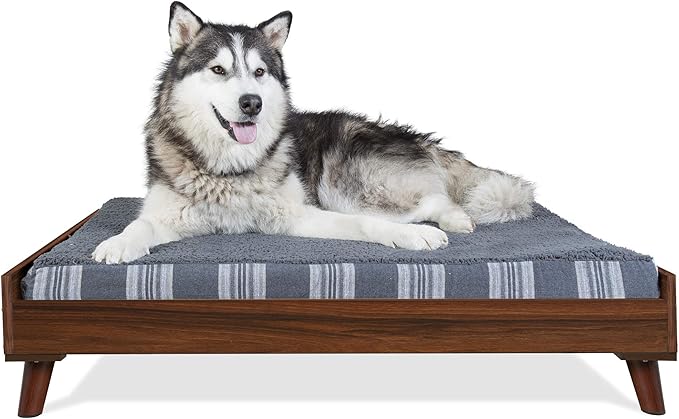 Furhaven (Old Version) Elevated Dog Bed Frame for 44" x 35" XL Dog Beds, Easy Assembly - Mid-Century Modern Bed Frame - Walnut, Jumbo/XL