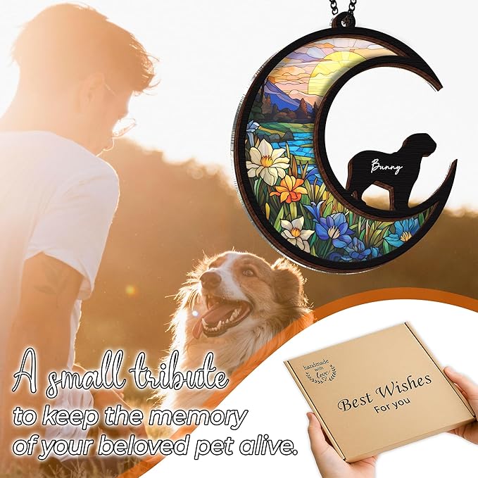 6'' Dogues De Bordeaux Dog Memorial Suncatcher Custom Name Dog Breed Pet Ornament Window Car Hanging Sympathy Gift for Loss of Pet Passed Away Remembrance Gift for Dog Lovers SCD-B11-6-16