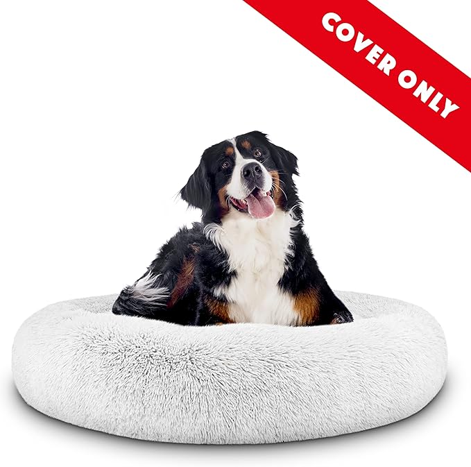 The Dog's Bed Replacement Cover ONLY for The Dog’s Bed Sound Sleep Donut Dog Bed Replacement Cover, XL Ice White Fur, Veterinary Approved