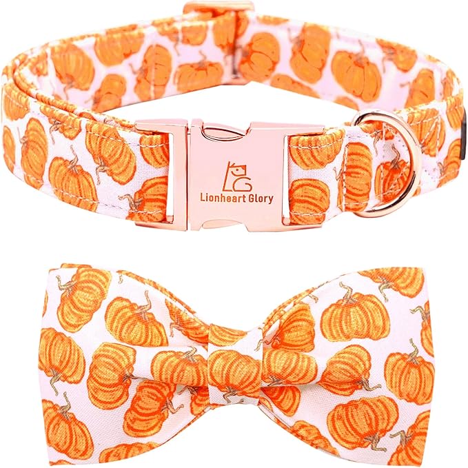 Lionheart glory Halloween Dog Collars, Bowtie Dog Collar Heavy Duty Adjustable Fall Pet Collar for X-Small Puppy Collar Dog Bow Female or Male Dog Collar