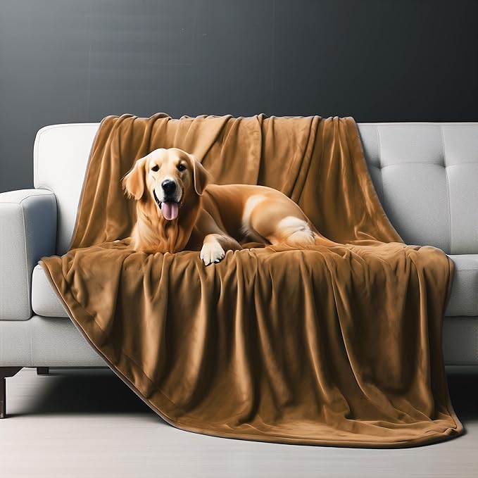 King Size Waterproof Blanket – Spill-Proof, Water-Resistant Flannel Blanket for Bed, Couch, Kids & Pets Protection, Reversible Cozy Design (Velvet Brown & Twilight Blue, 90x108)