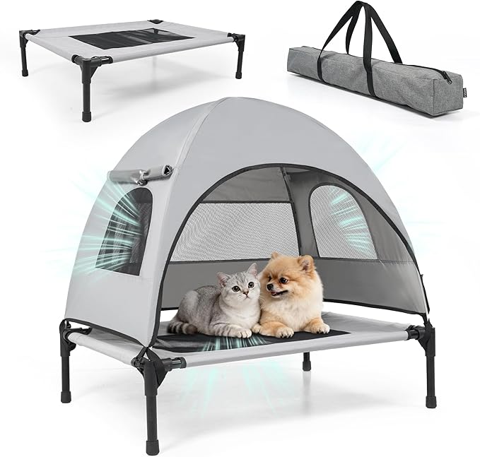 Small Dog Tent with Removable Canopy, Portable Outdoor Pet Shelter for Dogs up to 30 Lbs, UV Shade, Waterproof & Breathable for Travel or Backyard Use