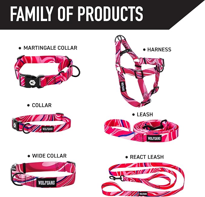 Wolfgang Heavy Duty Adjustable Dog Harness, Pull-Tested to Over 800 lbs for Walking & Training, MarbleSwirl Print, Large