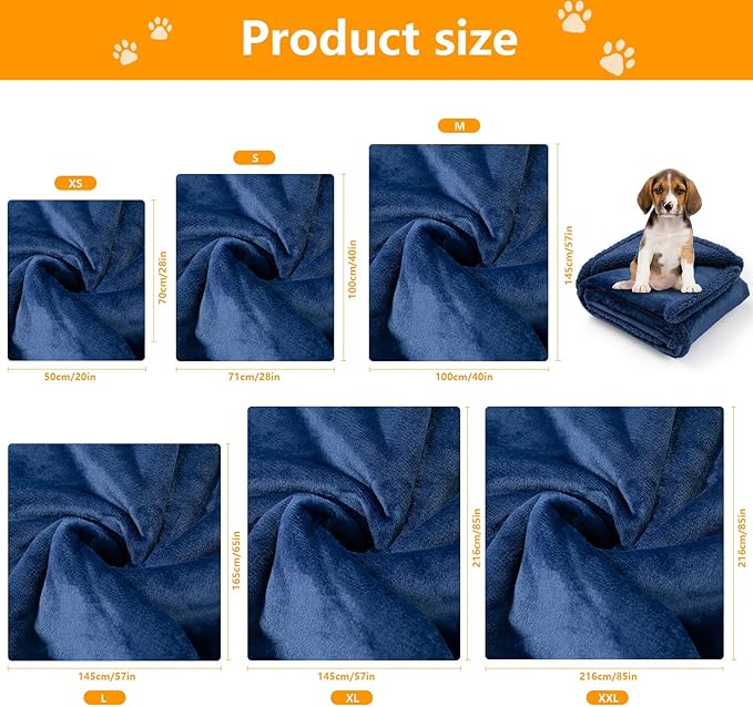 Dark Blanket for Dogs on Couch Blue Pets Blankets Reversible Fluffy Pet Bed Cover Puppy Blankets Mats Leakproof Sofa Couch Washable Cover Cat Doggie Blanket for Warm-Navy Blue,XL
