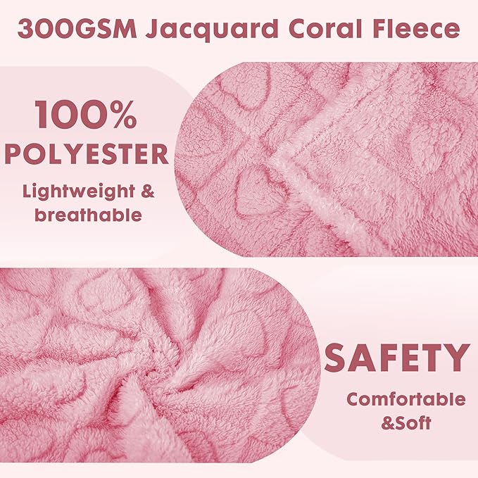 gogobunny Calming Plush Dog Cat Blanket 300GSM Coral Fleece, Ultra-Soft Machine Washable Pet Bedding for Small Medium Dogs Cats Puppies Kittens (Pink, 30x40)