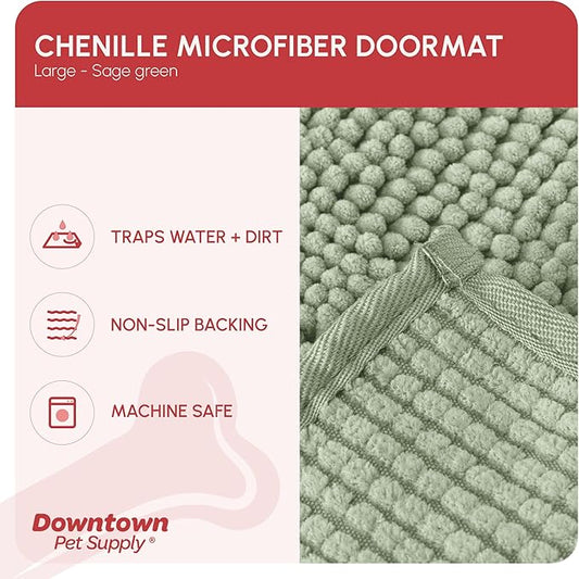My Doggy Place Microfiber Dog Mat for Muddy Paws, 36" x 26" Sage - Absorbent and Quick-Drying Dog Paw Cleaning Mat, Washer and Dryer Safe - Non-Slip Rubber Backed Dog Floor Mat, Large