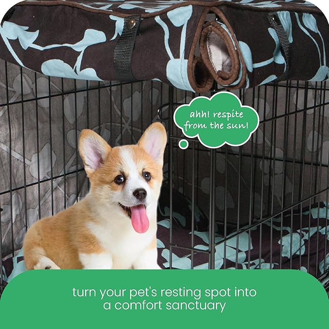Molly Mutt Your Hand in Mine Dog Crate Cover, 100% Cotton Canvas Cover with 2 Roll-Up Panels, Ideal for Dog or Cat Crate, Durable, Washable, and Free of Harmful Chemicals, 42" x 28" x 31"