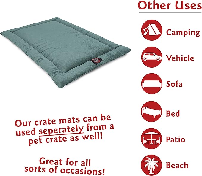 Majestic Pet Orthopedic Memory Foam Dog Crate Mat - Plush Pet Bed Pad for Crates & Kennels | USA Crafted | 36"x23" Villa Azure