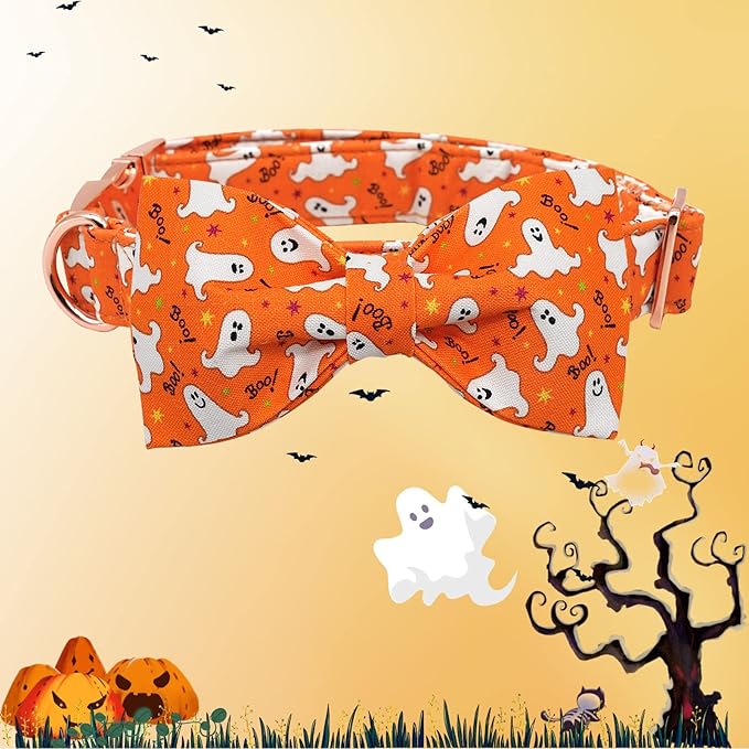 Lionheart glory Halloween Dog Collars, Bowtie Dog Collar Heavy Duty Adjustable Fall Dog Collar for Small Dogs Collar Dog Bow Female or Male Dog Collars