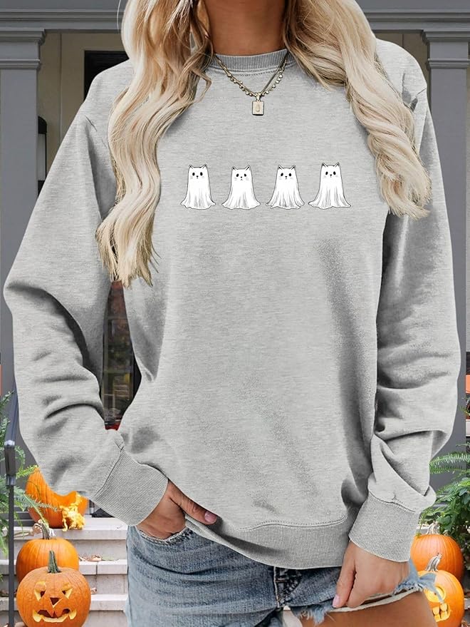 Womens Cat Print Hoodies Trendy Funny Cat Graphic Long Sleeve Sweatshirt Y2k Streetwear Hooded Pullover Tops
