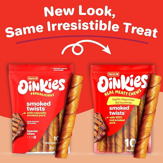 Hartz Oinkies Pig Skin Twists 3" (10 Pack)