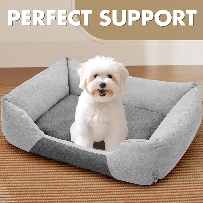 Athena Collection Dog Bed Medium Size Dog, 27 Inches Washable Dog Bed for Medium Cats Pets, Cozy Soft Warming Fabric with Nonskid Bottom, Grey