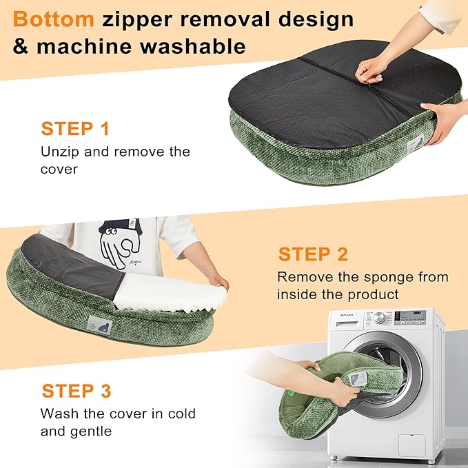 Dog Bed Medium Size Dog,Orthopedic Bed with Removable Cover&Non-Slip Bottom Couch Bed with Four-Sided Bolster Green M