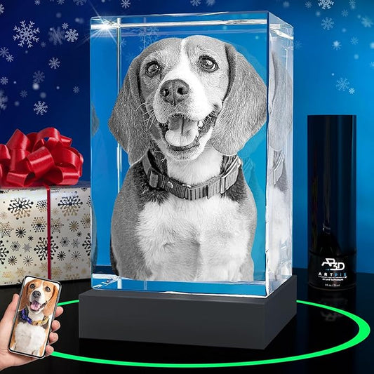ArtPix 3D Crystal Photo, Christmas Personalized Gifts for Women, Wife, Her, Him, Men, Husband, Grandma, Great Xmas Customized Gift with Your Own Photo, Custom Glass 3D Laser Etched Picture Wedding