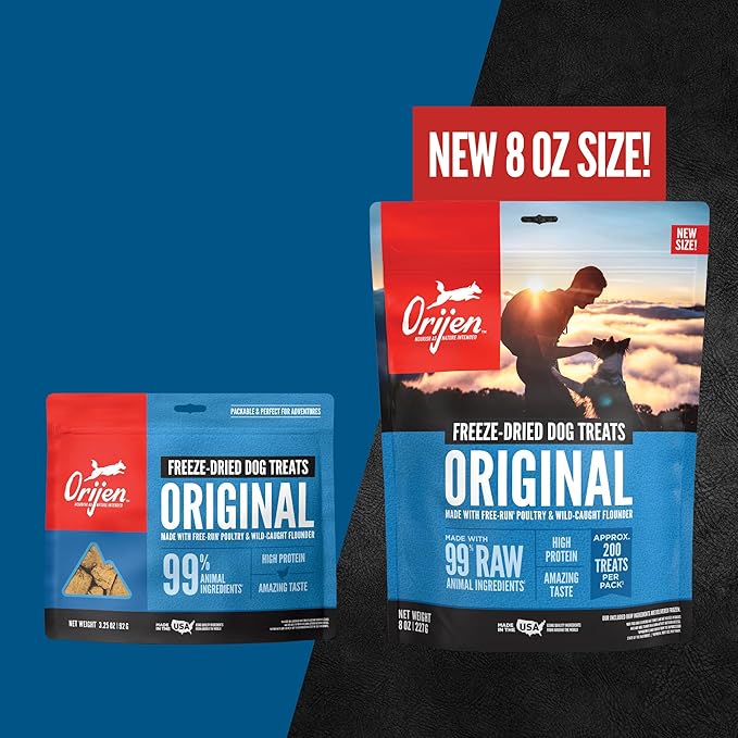 ORIJEN Grain Free High Protein Freeze Dried Dog Treats Original Recipe 1.5oz Bag