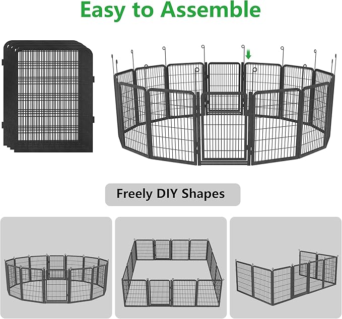 Dog Playpen Outdoor, 40" Height 20 Panels Pet Fence with Low Threshold Full Gate, Large Dog Fence Outdoor for Yard, Heavy Duty Pet Playpen Metal Play Pen Fence for RV Camping