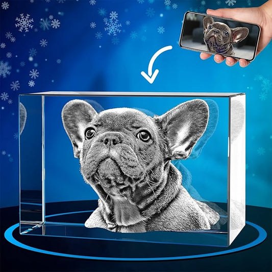 ArtPix 3D Crystal Photo, Christmas Personalized Gifts for Women, Wife, Her, Him, Men, Husband, Grandma, Great Xmas Customized Gift with Your Own Photo, Custom Glass 3D Laser Etched Picture Wedding