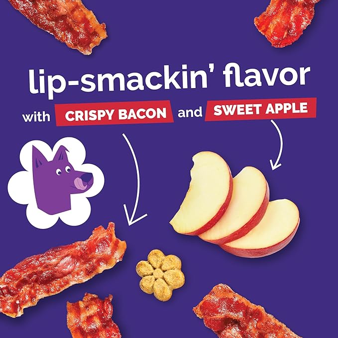 Fruitables Baked Dog Treats, Healthy Pumpkin Treat for Dogs, Low Calorie & Delicious, Free of Wheat, Corn and Soy, Made in the USA, Apple and Crispy Bacon Flavor, 7oz