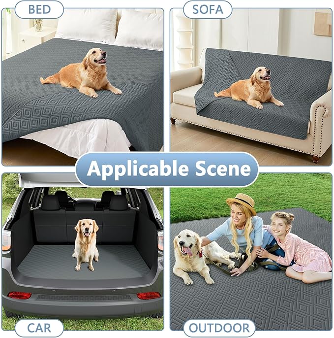 hyha Waterproof Dog Blanket, Soft Dog Bed Cover Pet Blankets, Waterproof Sofa Couch Cover for Dogs Washable, Reversible Pet Couch Covers for Sofa Furniture (82x102 Inch, Dark Grey/Dark Grey)