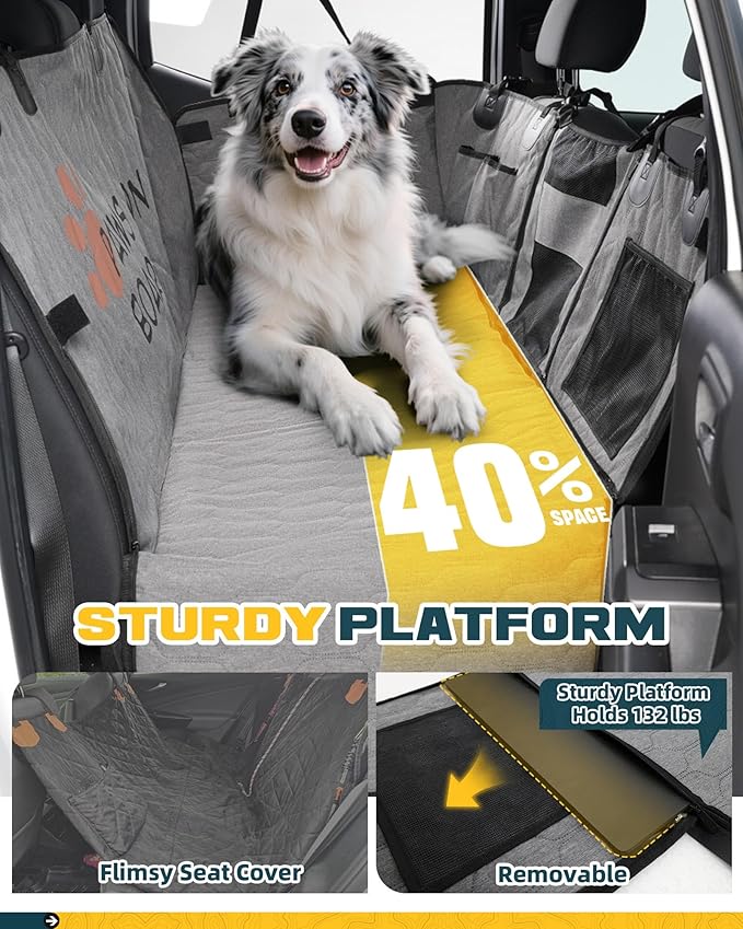 Medium Back Seat Extender for Dogs, Hard Bottom Platform for Cars, SUVs & Mid-Size Trucks, Waterproof – Rigid Back Seat Cover for Dogs
