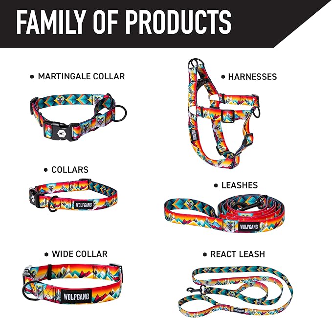 Wolfgang Heavy Duty, Adjustable Dog Collar with Quick Release Nylon Buckle for Walking & Training, MountainVibes Print, Medium
