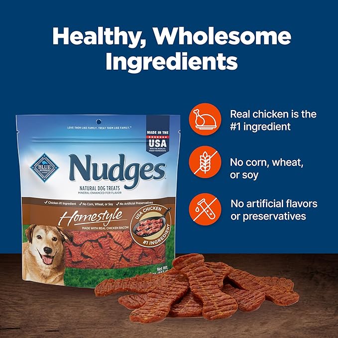 Blue Buffalo Nudges Homestyle Natural Dog Treats Chicken and Bacon Bag