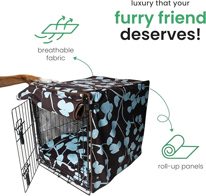 Molly Mutt Your Hand in Mine Dog Crate Cover, 100% Cotton Canvas Cover with 2 Roll-Up Panels, Ideal for Dog or Cat Crate, Durable, Washable, and Free of Harmful Chemicals, 42" x 28" x 31"