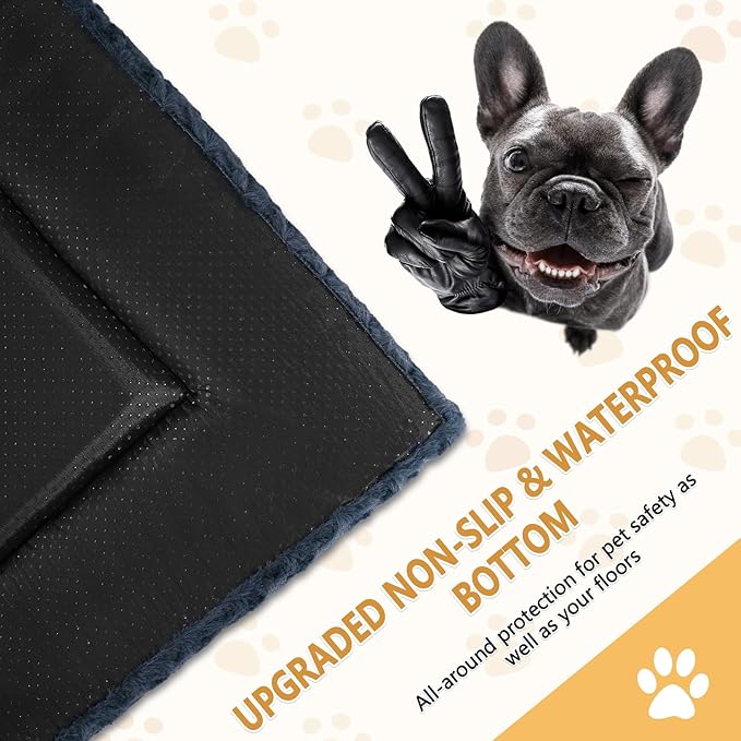 Dog Bed Mat Washable Reversible Dog Crate Pad Soft Fluffy Pet Kennel Beds with Anti-Slip Bottom Dog Cat Sleeping Mattress for Medium Large Dogs, 35x22x1.5 Inch, Gray