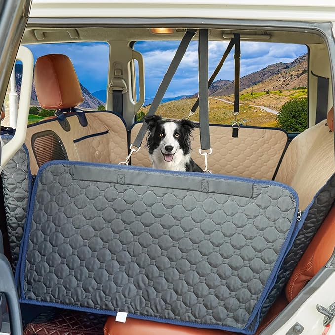 Hard Bottom Car Seat Cover for Dogs, 2025 Upgraded Leather Back Seat Extender Waterproof Dog Car Seat Cover for Back Seat, Non-slip Dog Car Hammock Backseat Pet Cover for Dogs in Car, Support 400LBs