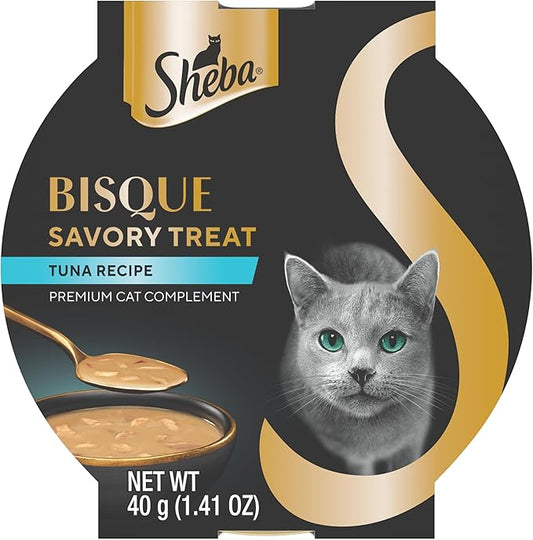 Sheba Bisque Lickable Cat Treats & Cat Food Toppers Tuna Recipe, 1.4 oz. Bowls, 14 Count