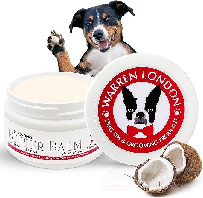 Warren London Hydrating Butter Balm for Dogs – Unscented – Deep Moisture Paw & Nose Cream for Dry, Cracked Pads & Snouts – Lick-Safe, Non-Greasy – Ideal for Frenchies & All Breeds – Made in USA – 4oz