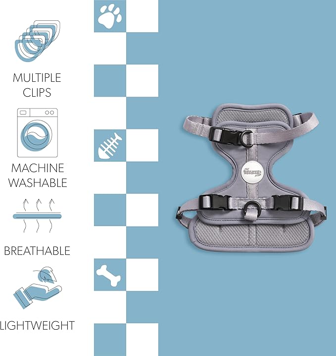 HNS1001N Arlo Small Adjustable Soft Padded No Pull Pet Harness with 3 Buckles and 3 Leash Clips, Martini