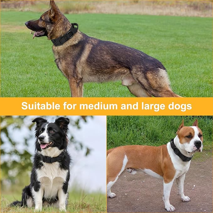 KCUCOP Tactical Dog Collar - Military Collar with Handle - K9 Thick Adjustable Heavy Duty Dog Collars for Large and Medium Dogs (Black, L)