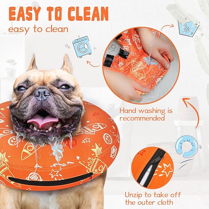 Inflatable Dog Cone Collar for After Surgery, Dog Donut Collar After Surgery, Soft Pet Cone for Small Medium Large Dogs to Stop Licking