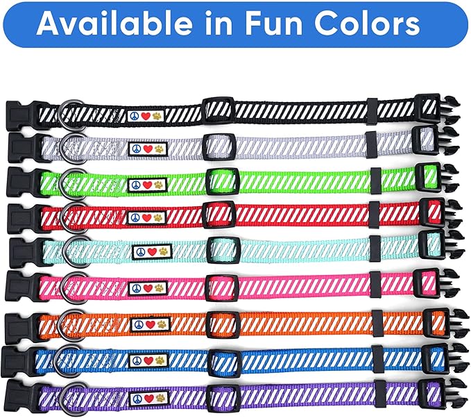 Pawtitas Reflective Dog Collar Reflective Thread Reflective Dog Collar Personalized Name Phone Number Adjustable Collar for Small Dogs Small Puppy Orange Dog Collar Extra Small Breeds