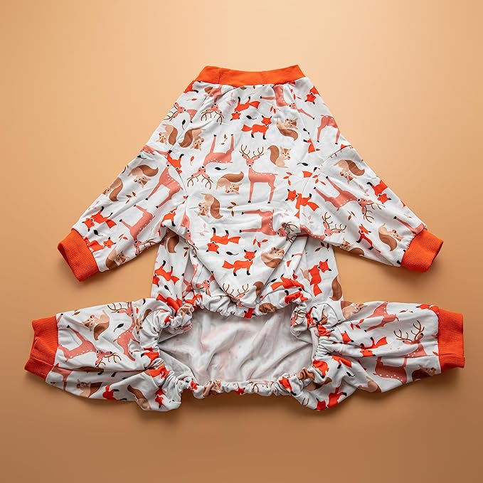 LovinPet Big Dog Clothes for Large Dogs Girls, Onesies for Dogs,Lightweight Stretchy Fabric,Critters Cream Print Dog Jumpsuit,Uv Protection Shirt, Pajamas for Pitbulls, Pitbull Shirt,3XL