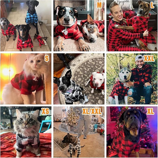 KOOLTAIL Plaid Dog Hoodie Pet Clothes Sweater with Hat and Pocket for Small Medium Large Size Dogs, Soft Winter Warm Dog Cold Weather Coat, Fleece Fall Dog Hooded Sweatshirt for Puppy Cats, Red SM