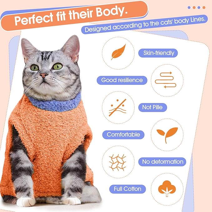 Cat Sweater, Warm Kitten Coat Fleece Vest, Sphynx Hairless Cat Shirts, Soft Pajamas for Cats Only