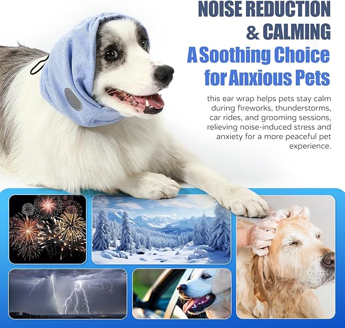 Dog Calming Hoodie, Reducing Noise Wrap Ear Muffs Noise Protection Dog Head Warp