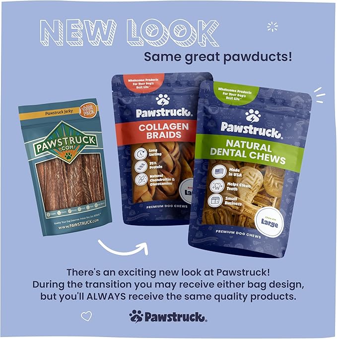 Pawstruck All Natural 5-6" Roasted Collagen Sticks for Dogs – Low Odor & Long-Lasting Bully Stick Alternative, Single Ingredient & Vet Approved – 10 Pack