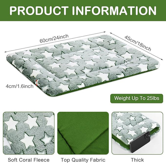 VitalCozy 4 Pcs Winter Dog Crate Pads, Ultra Soft Warm Washable Dog Cat Bed Mat for Pet Crate Comfortable Replaceable Reversible Kennel Pad for Small, Medium, Large Dogs(18 x 24 x 1.6 Inch,Green)